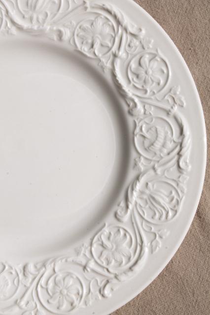 photo of vintage Wedgwood creamware ivory china salad plates, Patrician embossed border  #4