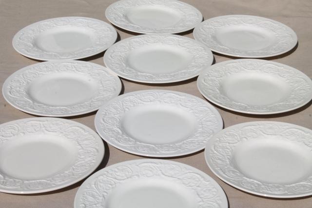 photo of vintage Wedgwood creamware ivory china salad plates, Patrician embossed border  #5