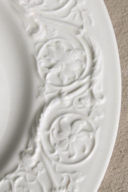 photo of vintage Wedgwood creamware ivory china salad plates, Patrician embossed border  #6