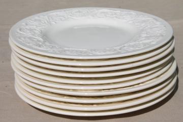 catalog photo of vintage Wedgwood creamware ivory china salad plates, Patrician embossed border 