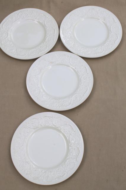 photo of vintage Wedgwood creamware ivory china salad plates, Patrician embossed border #1