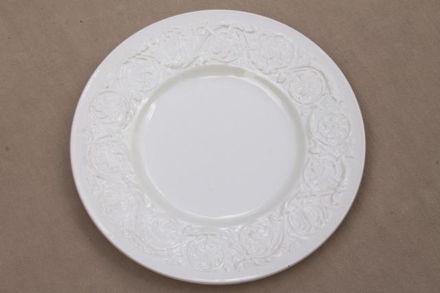 photo of vintage Wedgwood creamware ivory china salad plates, Patrician embossed border #2