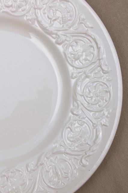 photo of vintage Wedgwood creamware ivory china salad plates, Patrician embossed border #3