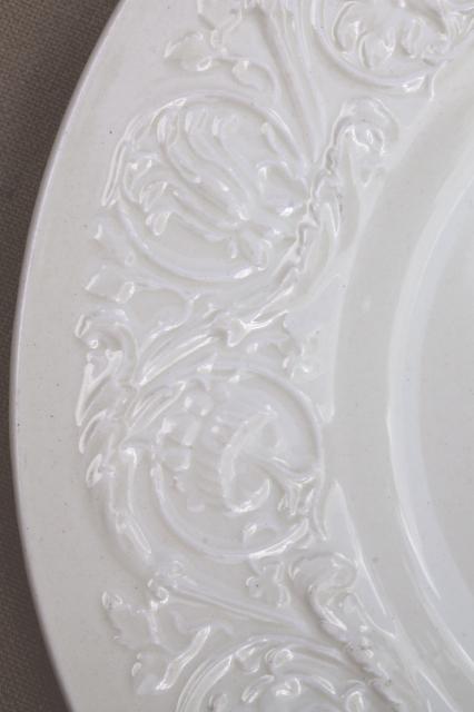 photo of vintage Wedgwood creamware ivory china salad plates, Patrician embossed border #4