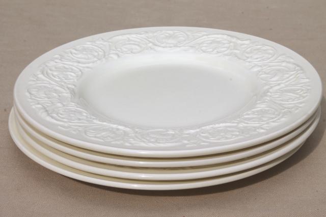 photo of vintage Wedgwood creamware ivory china salad plates, Patrician embossed border #6