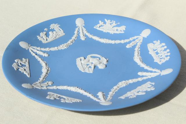 photo of vintage Wedgwood jasperware blue & white china plate, 8 3/4 diameter #6