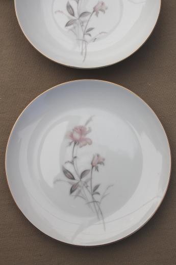 photo of vintage Wentworth Fine China Japan, Desire pink rose cups & saucers, plates, bowls #4