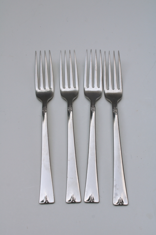 photo of vintage West Bend Oneida stainless flatware, lot of four dinner forks pattern OHS84 #1