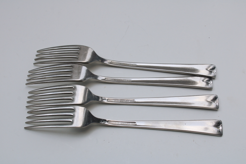 photo of vintage West Bend Oneida stainless flatware, lot of four dinner forks pattern OHS84 #2