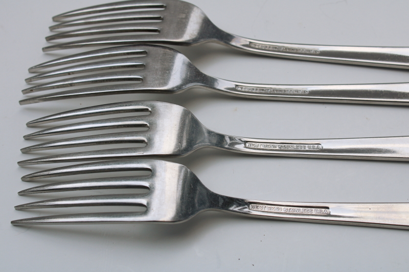 photo of vintage West Bend Oneida stainless flatware, lot of four dinner forks pattern OHS84 #3