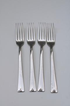 catalog photo of vintage West Bend Oneida stainless flatware, lot of four dinner forks pattern OHS84