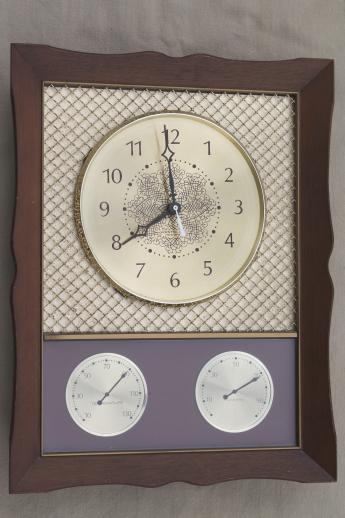 photo of vintage Westclox weather station clock, thermometer & hygrometer humidity meter  #1