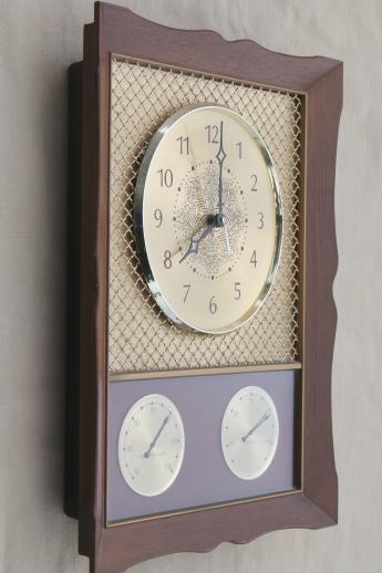 photo of vintage Westclox weather station clock, thermometer & hygrometer humidity meter  #2