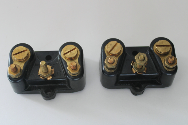 photo of vintage Western Electric terminal blocks, new old stock brown bakelite electrical hardware  #1