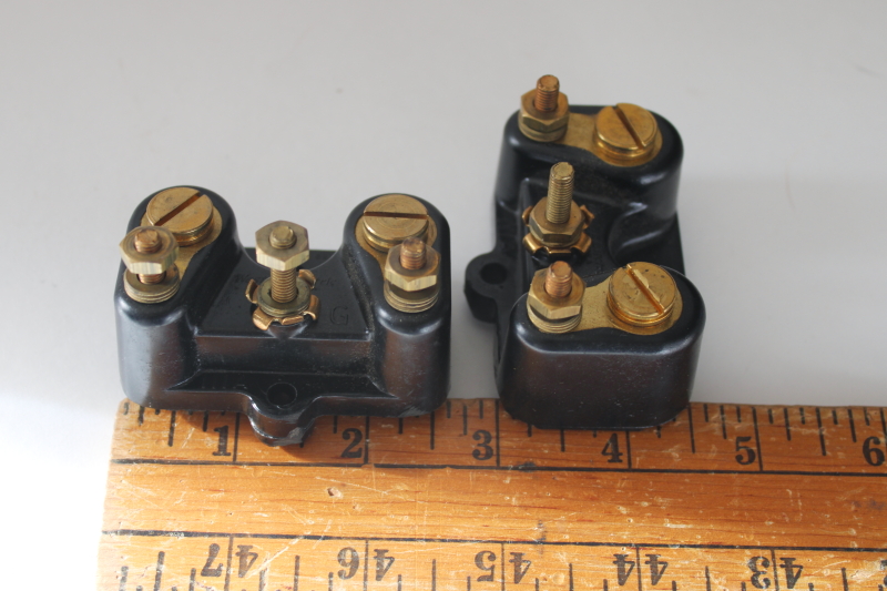 photo of vintage Western Electric terminal blocks, new old stock brown bakelite electrical hardware  #5