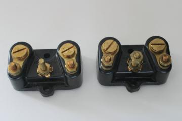 catalog photo of vintage Western Electric terminal blocks, new old stock brown bakelite electrical hardware 