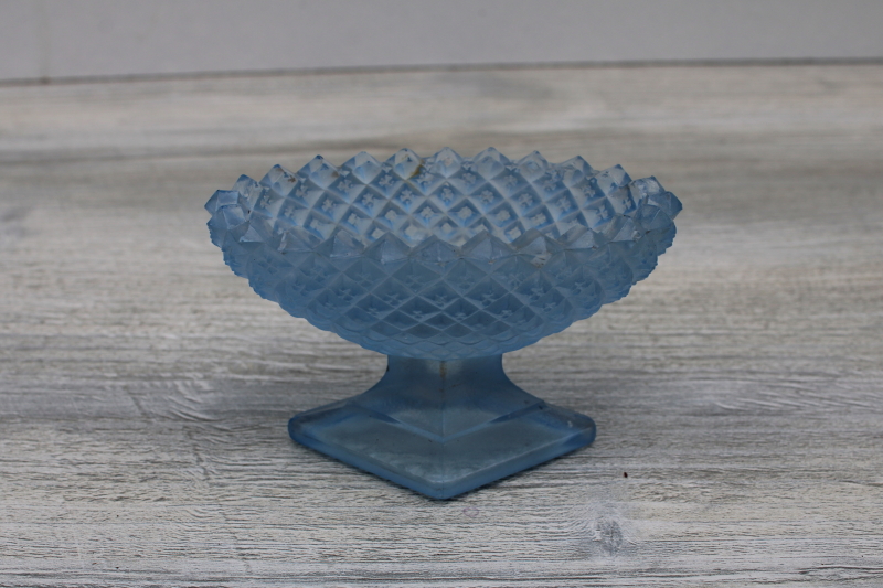 photo of vintage Westmoreland English Hobnail diamond shape salt dip footed salt cellar dish #1