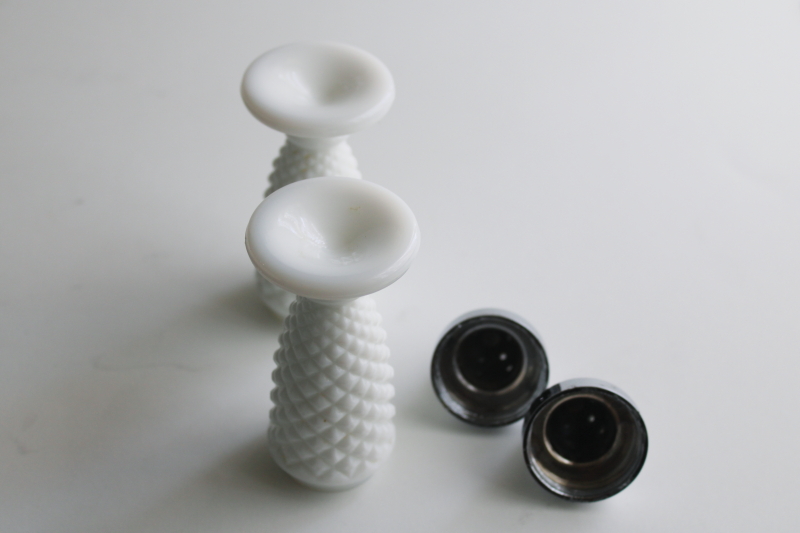 photo of vintage Westmoreland English hobnail milk glass salt and pepper shakers set  #5