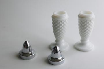 vintage Westmoreland English hobnail milk glass salt and pepper shakers set 