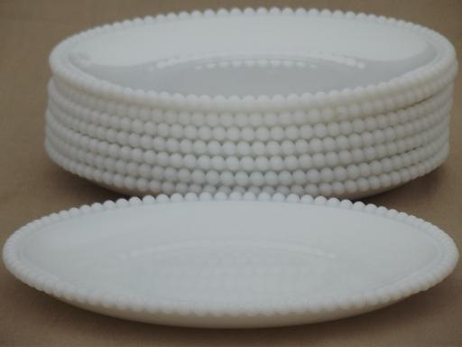 photo of vintage Westmoreland beaded edge  milk glass plates, 8 salad or cake plates #2