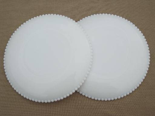 photo of vintage Westmoreland beaded edge  milk glass plates, 8 salad or cake plates #4