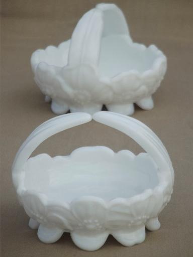 photo of vintage Westmoreland dogwood flower milk glass basket candy dishes  #1