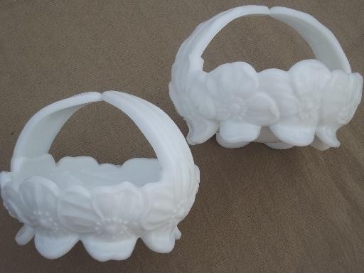 photo of vintage Westmoreland dogwood flower milk glass basket candy dishes  #7