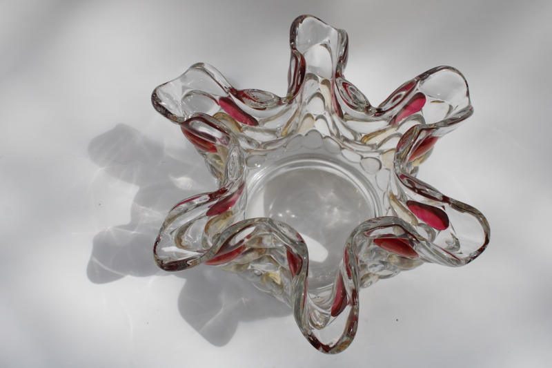 photo of vintage Westmoreland glass thousand eye bubble pattern rose bowl vase w/ flashed color luster #2