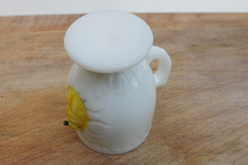 photo of vintage Westmoreland label hatching egg baby cup w/ chick, hand painted milk glass #4