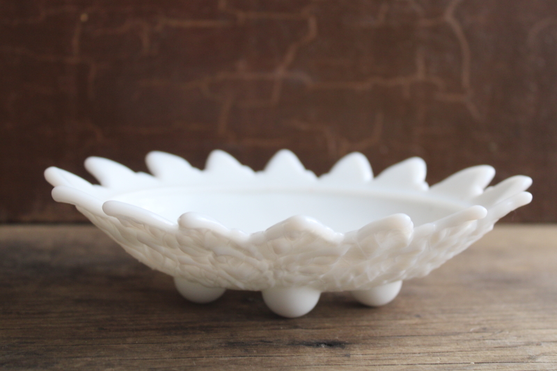 photo of vintage Westmoreland milk glass, leaf pattern soap dish or small trinket tray  #1