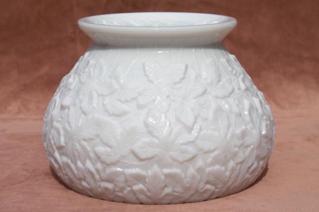 photo of vintage Westmoreland milk glass maple leaf / bramble cookie jar or cupped bowl #5