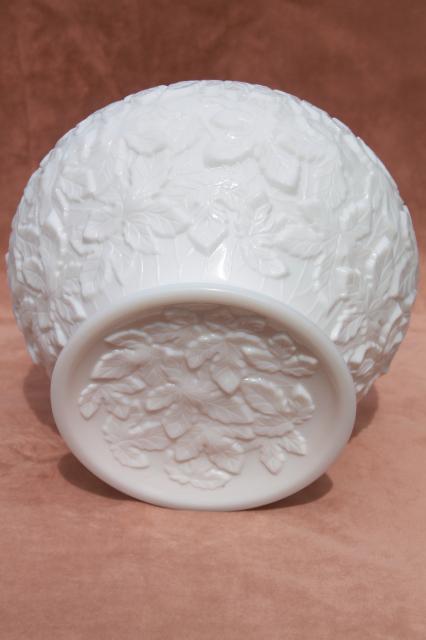 photo of vintage Westmoreland milk glass maple leaf / bramble cookie jar or cupped bowl #6