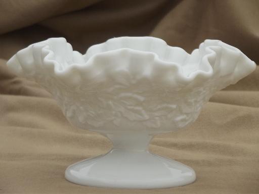 photo of vintage Westmoreland milk glass maple leaf footed bowl candy dish #1