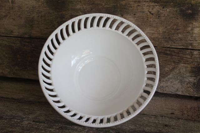 photo of vintage Westmoreland milk glass spoke & rim openwork edge ribbed glass bowl #2