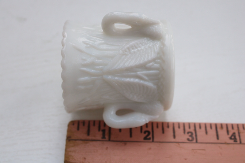 photo of vintage Westmoreland milk glass swans pattern match vase or toothpick holder  #2