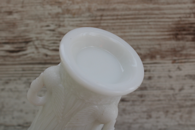 photo of vintage Westmoreland milk glass three swans, swan & cattail pattern vase  #6
