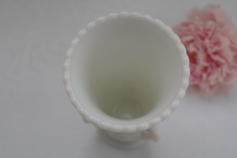 photo of vintage Westmoreland milk glass three swans, swan & cattail pattern vase  #7