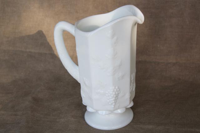 photo of vintage Westmoreland paneled grape pattern milk glass pitcher #3