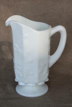 catalog photo of vintage Westmoreland paneled grape pattern milk glass pitcher