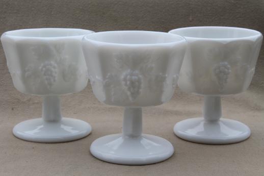 photo of vintage Westmoreland paneled grape pattern milk glass sherbet dishes glasses lot #1