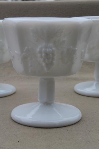 photo of vintage Westmoreland paneled grape pattern milk glass sherbet dishes glasses lot #2