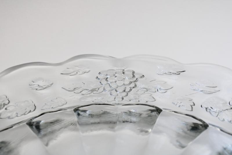 photo of vintage Westmoreland paneled grape pattern torte plate, crystal clear pressed glass #6