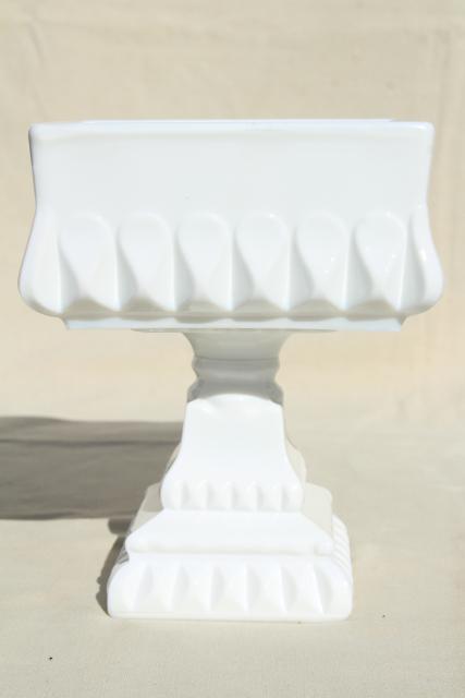 photo of vintage Westmoreland wedding box, milk glass candy dish square pedestal bowl #1