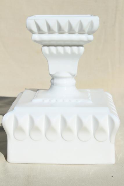 photo of vintage Westmoreland wedding box, milk glass candy dish square pedestal bowl #4