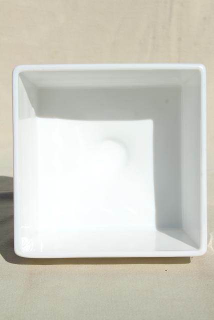 photo of vintage Westmoreland wedding box, milk glass candy dish square pedestal bowl #5