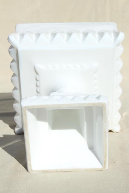 photo of vintage Westmoreland wedding box, milk glass candy dish square pedestal bowl #6