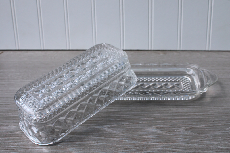 photo of vintage Wexford Anchor Hocking covered butter dish, glass plate w/ cover #1