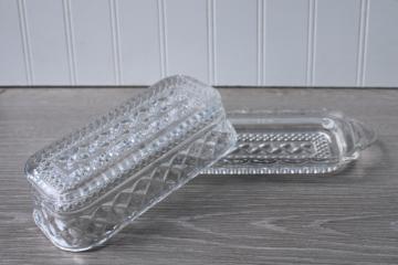 photo of vintage Wexford Anchor Hocking covered butter dish, glass plate w/ cover