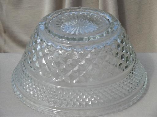 photo of vintage Wexford pattern glass punch bowl set, pressed glass punch bowl w/ stand #8