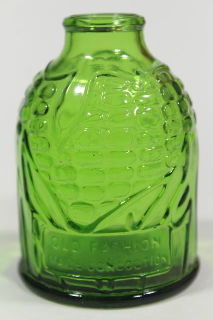 photo of vintage Wheaton bottles, green glass reproduction flasks, mini bottle collection #11